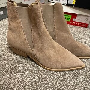 Sun + Stone Tan Suede Ankle Boots